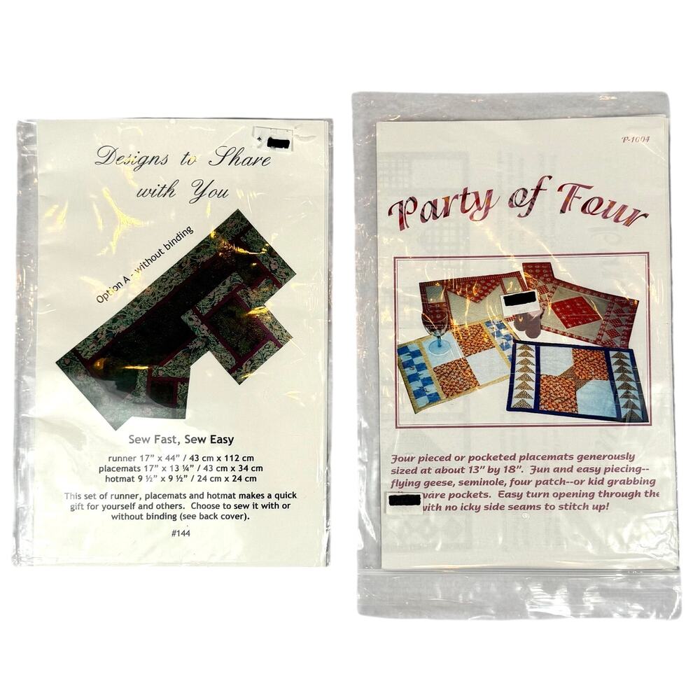 NEW Vintage Quilting Patterns Placemats Table Runner Hot Mat Home Decor Lot of 2